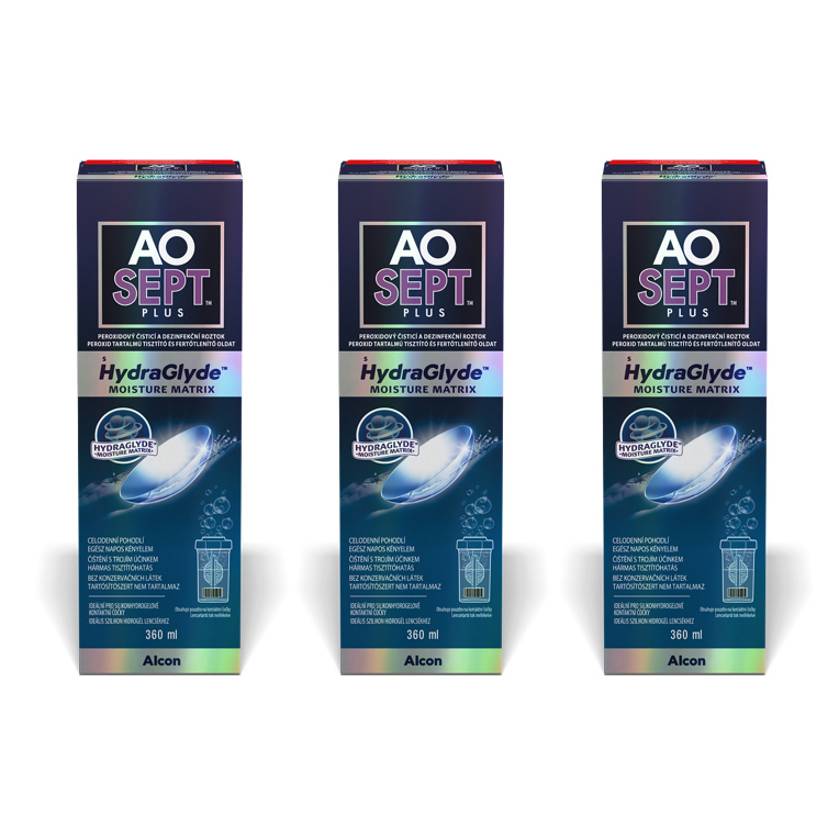 Zestaw: AOSEPT® PLUS z HydraGlyde® 3×360 ml
