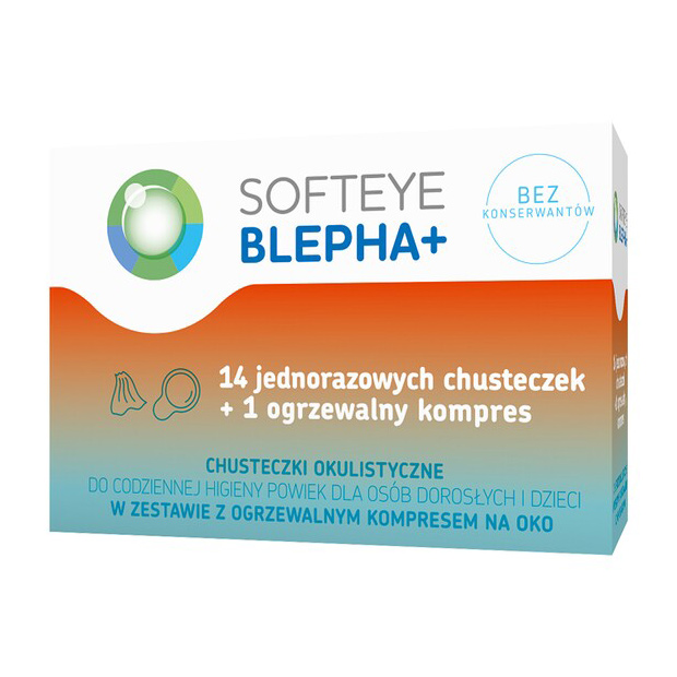 Softeye Blepha Plus chusteczki okulistyczne 14 szt. + ogrzewalny kompres